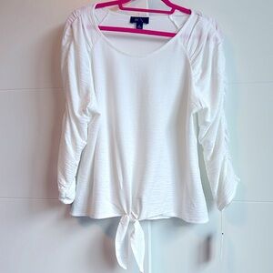 NWT White 3/4 Sleeve Summer Stretchy Blouse Top XL